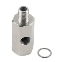 스테인레스 1/8 NPT 오일 압력 센서 어댑터 터보 공급 라인, 01 Silver