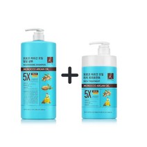엘라스틴 모로코 아르간 오일 (영양 샴푸1350ml+리치 트리트먼트1000ml) 갈라짐 끊어짐 펌 염색 극 손상 모발 고영양, 1세트, 샴푸+트리트먼트