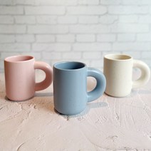 뭉뚝 머그컵 뭉툭 머그잔 무광 동글이 두꺼운 손잡이컵 홈카페 점박이컵 미니 아메리카노잔, 핑크