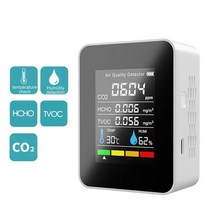 공기질측정기 미세먼지 산소농도 가스누출 공기 품질 모니터 다기능 5in1 co2 미터 디지털 온도 습도 테스터 이산화탄소 tvoc hcho 감지기, 하얀