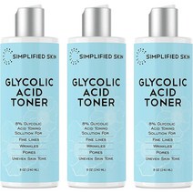 Simplified Skin 심플리피이드 포어 에크니 스킨 케어 AHA 로즈메리 글리콜릭산 페이스 토너 240ml, 240ml 3팩