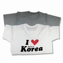 가봄 한국기념 아이러브코리아 티셔츠 흰색 회색 반팔