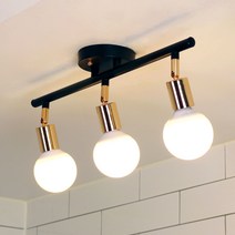 [빛나라닷컴] 골드라인 주방등, 3등 + G95 LED 에디슨전구 4W (전구색) 포함