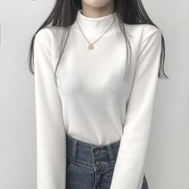 리리의감각[1+1할인] 여성 겨울 무지 기모 니트 베프 반폴라 티셔츠