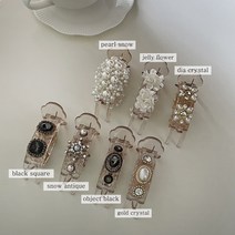 [7type]로망쥬 디테일 유니크 헤어집게 큐빅 진주 바나나핀