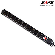 멀티탭 고용량 PDU 10구 16A 250V 4000W 멀티 콘센트 대용량 고전력, 선길이 2M