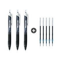유니 미쯔비시 제트스트림 유성볼펜 1.0mm 3p + 전용리필심 1.0mm 5p 세트, 블랙, 1세트