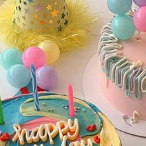 데코레이션 케이크 파스텔 풍선 하트 별 토퍼 데코픽 3type