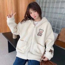 ANYOU 양털후리스 후리스 후드 집업 뽀글이 집업 자켓 뽀글이자켓