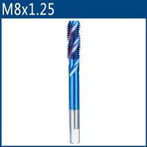 나선형 엔진 드릴링 머신 땅파는기계xcan 미터법 나사 탭 1pc hss m2-m6 나사 탭 나노 블루 코팅 기계 플러그 탭 스레딩 도구 나선형 탭 드릴 60, m8x1.25, 10개