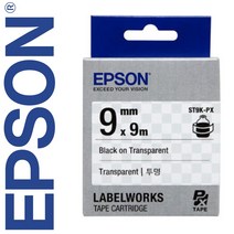 *정품* [ EPSON ] 라벨테이프, ST9K(투명바탕/검정글씨/폭9mm)