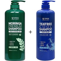 댕기머리 내추럴온 티트리 쿨 샴푸 1000mL + 댕기머리 모링가 프리미엄 샴푸 1 000mL (대용량), 1세트
