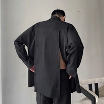 남성 긴팔 셔츠 남성 개성 패션 등 트 임 절개 개성 긴팔 셔츠 패션 남성 시원 한 일본 식 멋 진 루즈 셔츠 봄 여름 남성 트 렌 드 패션 셔츠 심 플 캐 주 얼