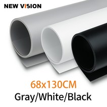 블랙 화이트 그레이 심리스 방수 PVC 배경 용지 비디오 스튜디오용 68cm x 130cm 27x51 인치