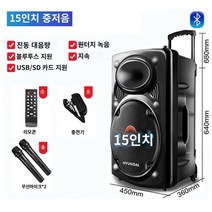 15in 우퍼 충전식 행사용 블루투스 중저음 스피커C USB 리모콘 야외용 공연용 집회용, 단품