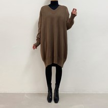 키작녀 브이넥 오버핏 니트 원피스