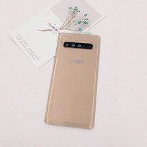 뒷면 수리 뒷판 교체 호환 하우징 케이스 삼성 S10 5G G977 다시 배터리 커버 갤럭시 S 10 5g 전화에 대 한 후면 유리 도어 부품 및 카메라 렌즈, Gold