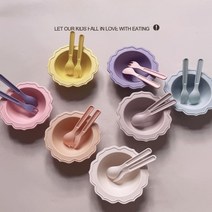 set 비비드컬러 뱀부 요거트볼 대나무, 보라색(포크와스푼포함)