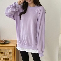 스위트플러스 임부복 루즈핏 레이어드 롱 맨투맨 티셔츠
