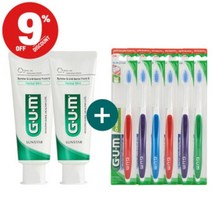 GUM 검 교정 칫솔 V커팅 (124RD) 6개입 치약 2개 세트