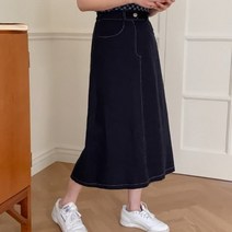 [바보사랑] 여성 여름 넨시 뒷밴딩 스티치 A라인 롱스커트