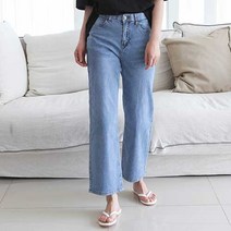 루나진 여성용 썸머 청바지 와이드 히든밴딩 스판 빅사이즈 청바지 중청 402