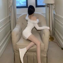 오프 숄더 벨벳 비바 슬림랩 원피스 특별한날 퍼데코