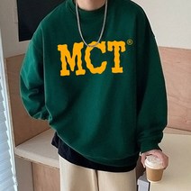 남녀공용 특양면 오버핏 맨투맨 지글MCT 남자 그린 캐주얼 데일리 레터링
