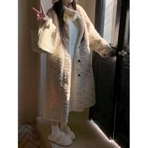 폴라도레 여성 올겨울 유행 모직 코트 두꺼운 뽀글이 느슨한 차이나 아우터 XJ