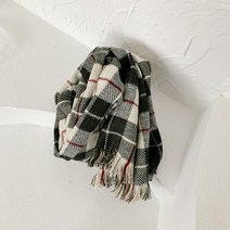 일상화보 오버체크 여성 겨울 머플러
