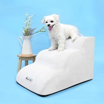크림펫 커브형 강아지 계단 논슬립 애견 스텝, 화이트, 3단