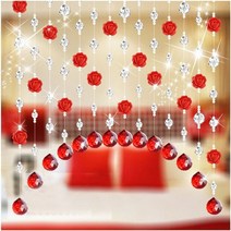 차르르커튼 구슬발 비즈 발 비즈커튼 1m crystal bead curtain 패션 럭셔리 크리스탈 유리 장미 구슬 커튼 거실 침실 창 문 웨딩 장식