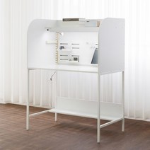 아이디어스터디 티케 와이드 1000 철제 1인독서실책상, 티케 독서실책상 화이트+LED화이트