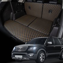 더 뉴 모하비 맞춤 퀄팅 트렁크매트 자동차 가죽 방수 차박 국내생산 7인승 6인승 5인승, 5인승-일체형, 트렁크바닥(등받이O), 블랙+레드