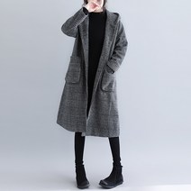 2color 체크 모직 롱 후드 코트 겨울 코트 루즈핏 BC110188WD