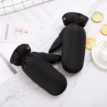 빵빵한 오리털 방한 장갑 / 오리털 벙어리 겨울 보드 스키, 검정