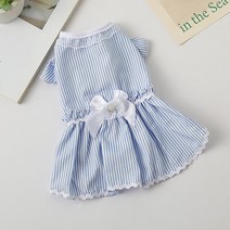 고양이 애완 동물 치마 여름 얇은 줄무늬 나비 매듭 강아지 슈나우저 비숑 넥스커트 드레스 귀여운 의류, [04] XL, [03] 파란