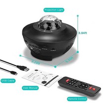 블루투스 워터 타이머 USB LED 스타 나이트 라이트 음악 별이 빛나는 물결 프로젝터 원격 제어 생일 파티 웨딩 장식, [01] As photo