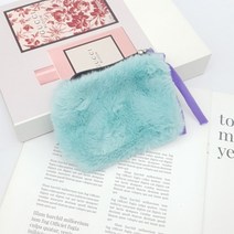 허쉬백 블랙라벨 파스텔 퍼 파우치 지갑 털 클러치