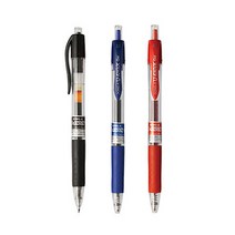 유 노크 볼펜 0.5mm 0.7mm 블랙 블루 레드 3색 고무그립 U자형 스프링 불변잉크 수능 학생 시험 학용품, 0.7블랙