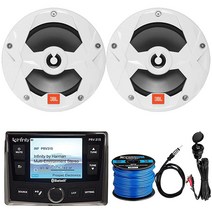Milennia Infinity AM/FM/WB 튜너 AUX USB 블루투스 마린 디지털 미디어 수신기 번들 6.5 양방향 225W 보트 오디오 멀티 엘리먼트 스피커 2개(화이트)