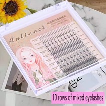 Anlinnet + 혼합 모발 다섯 줄 내추럴 인조 속눈썹 셀프 이식 싱글 클러스터, 10 10 rows-04_01 0.07mm_01 C