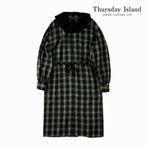 [써스데이아일랜드] [Thursday Island] 여성 배색 플리츠 카라 체크 원피스(T