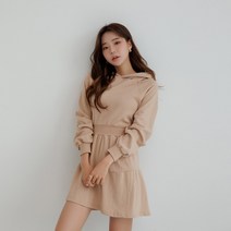 밴딩 미니 후드 원피스