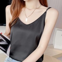 끈조절 브이넥 새틴 이너 끈 나시 티 W228
