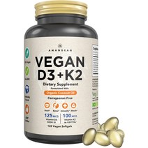 프리미엄 비건 D3 K2. 비타민 D3 5000 iu 조류. All-Trans MK-7 K2. 120 소프트젤. 식물 기반 및 카라기난, 한개옵션1, 한개옵션0