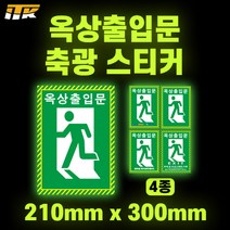 ITK 옥상출입문 축광 스티커 (A형~D형) 소형 210mm x 300mm 고급형, D. 비상시