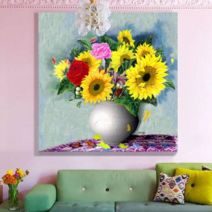 갤러리519 해바라기 항아리 유화 그림 캔버스 액자 풍수 인테리어 홈장식 개업 축하 선물 금분 금박