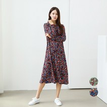 프롬코 여성 긴팔 스판 플라워 홈원피스 [자체제작 FRC126]