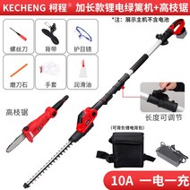 장대 트리머 베어툴 전정기 헤지 고지톱 연장 막대 전기 헤지 충전식 텔레스코픽 고지대 가지 치기 가위 정원 높 가지 리튬 배터리 묘목 녹화 가지 치기, 텔레스코픽 헤지 트리머 + 하이 브랜치 톱 10a